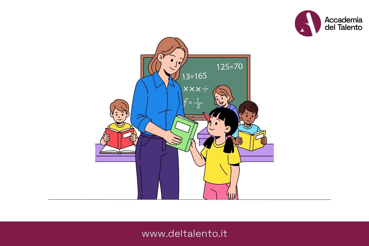 Docente coach dialoga con uno studente in classe
